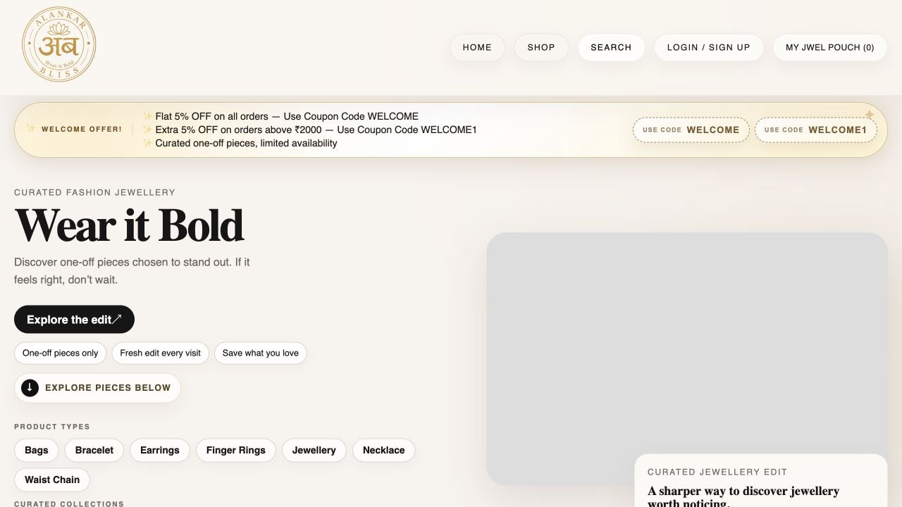Homepage preview of AlankarBliss Jewellery